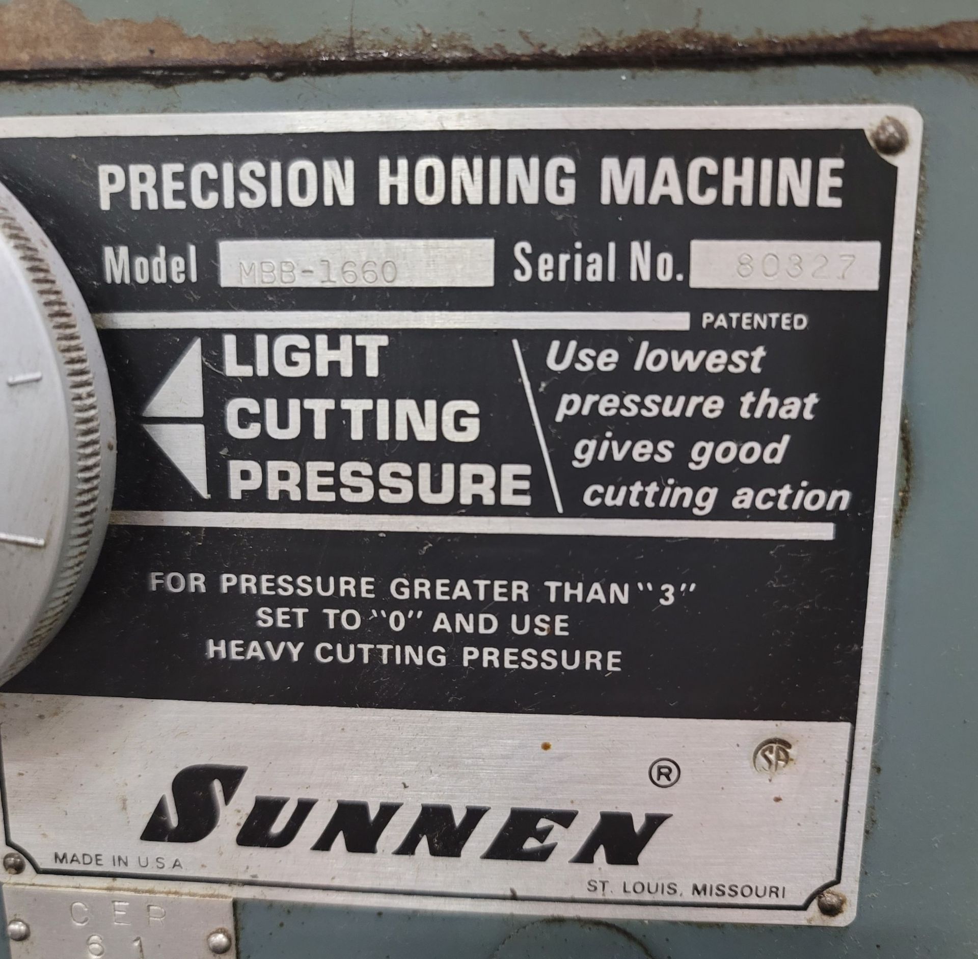SUNNEN MBB-1660 PRECISION HONING MACHINE, S/N 80327 - Image 6 of 6