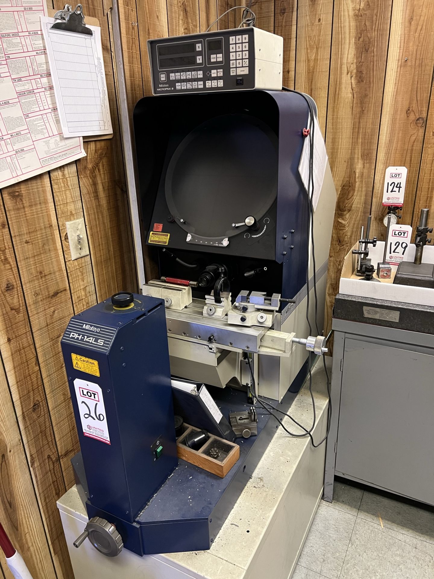 MITUTOYO OPTICAL COMPARATOR, MODEL PH-14LS, W/ MITUTOYO MICROPAK 2 DRO