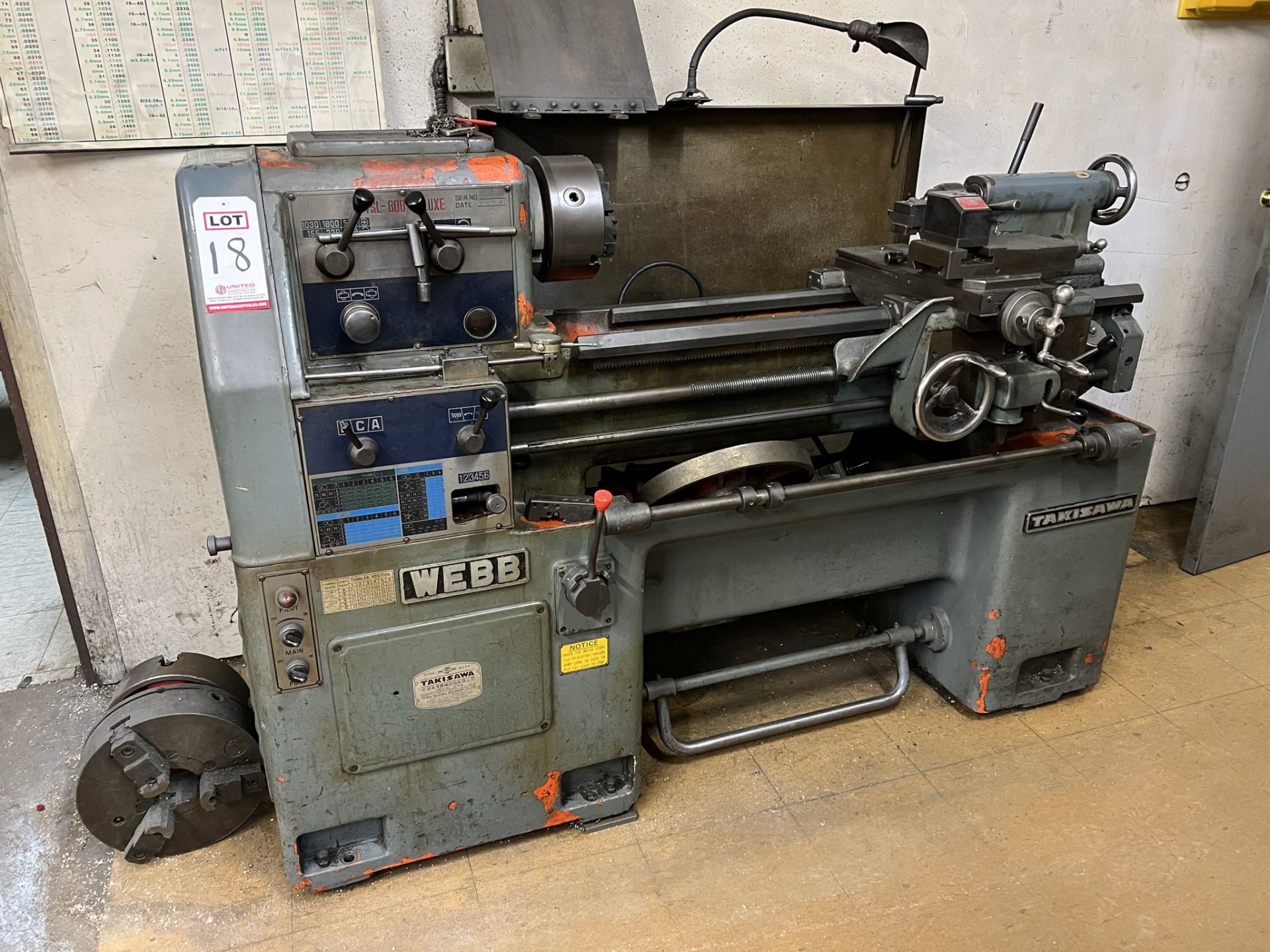 WEBB-TAKISAWA ENGINE LATHE, MODEL TSL-800 DELUXE, S/N BNO 80515 H