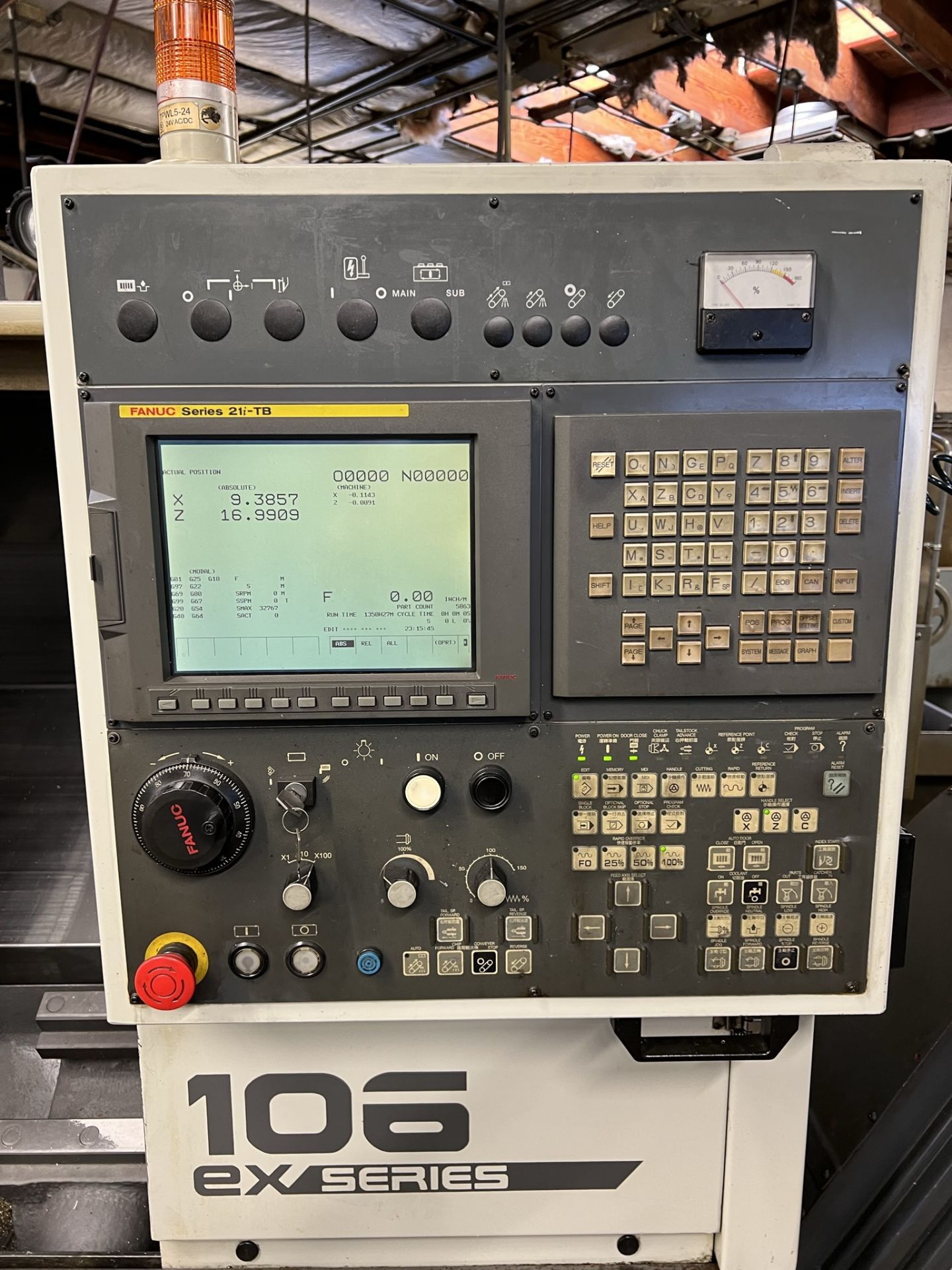 2007 TAKISAWA T-106 EX SERIES TURNING CENTER, FANUC 21i-TB CNC CONTROL, HYDRAULIC CHUCK, PARTS - Image 5 of 19