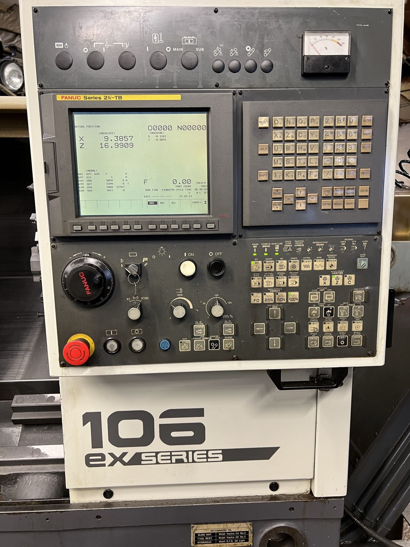 2007 TAKISAWA T-106 EX SERIES TURNING CENTER, FANUC 21i-TB CNC CONTROL, HYDRAULIC CHUCK, PARTS - Image 7 of 19