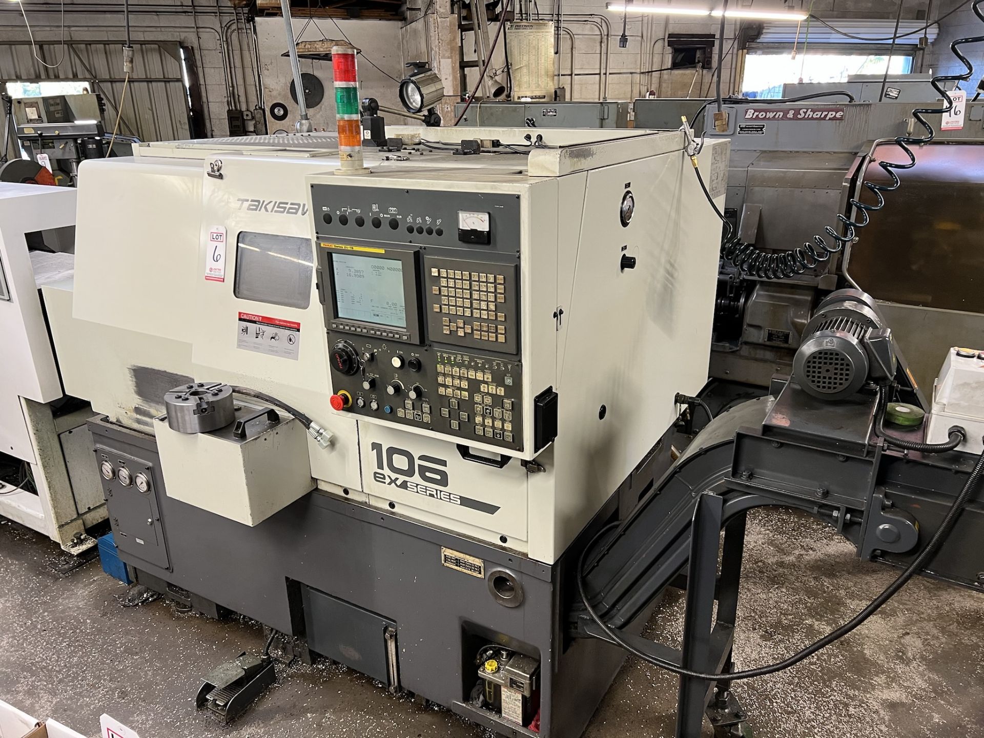 2007 TAKISAWA T-106 EX SERIES TURNING CENTER, FANUC 21i-TB CNC CONTROL, HYDRAULIC CHUCK, PARTS - Image 16 of 19