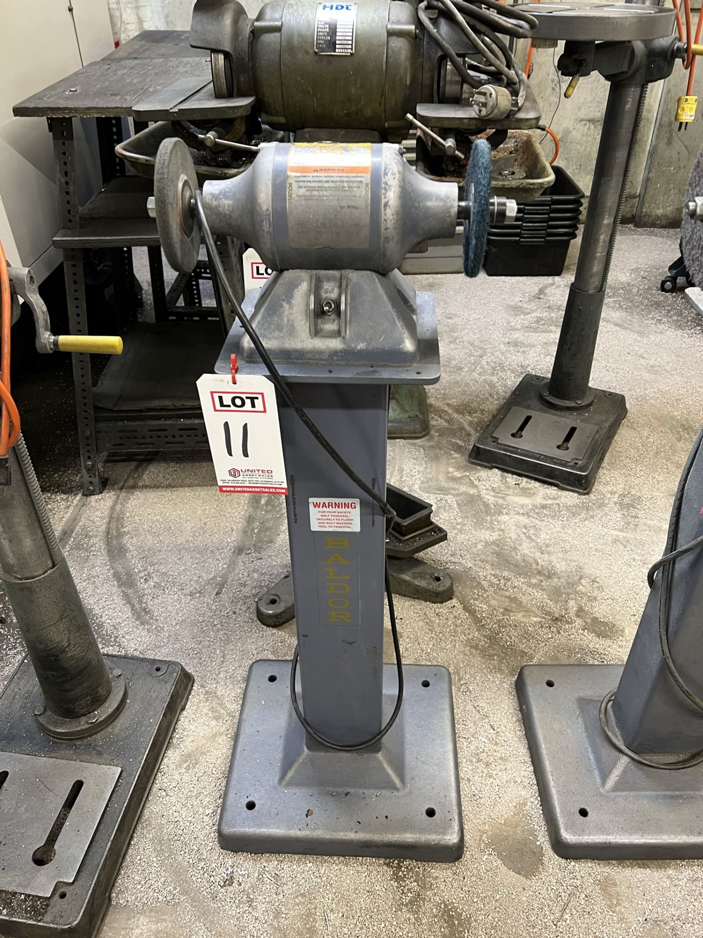 BALDOR DOUBLE END GRINDER/BUFFER, W/ STAND