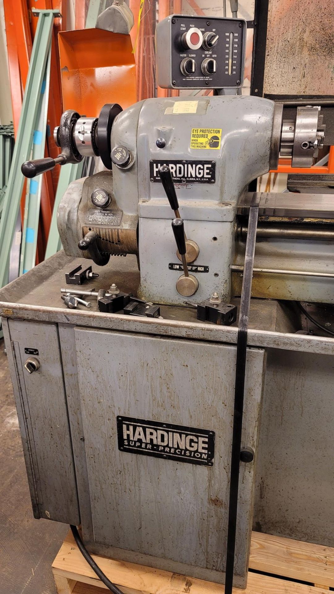 HARDINGE HLV-H TOOLROOM LATHE, CROSS SLIDE, 3-JAW CHUCK, VARI-SPEED, 5-C COLLET HOLDER, TAILSTOCK, - Image 5 of 8