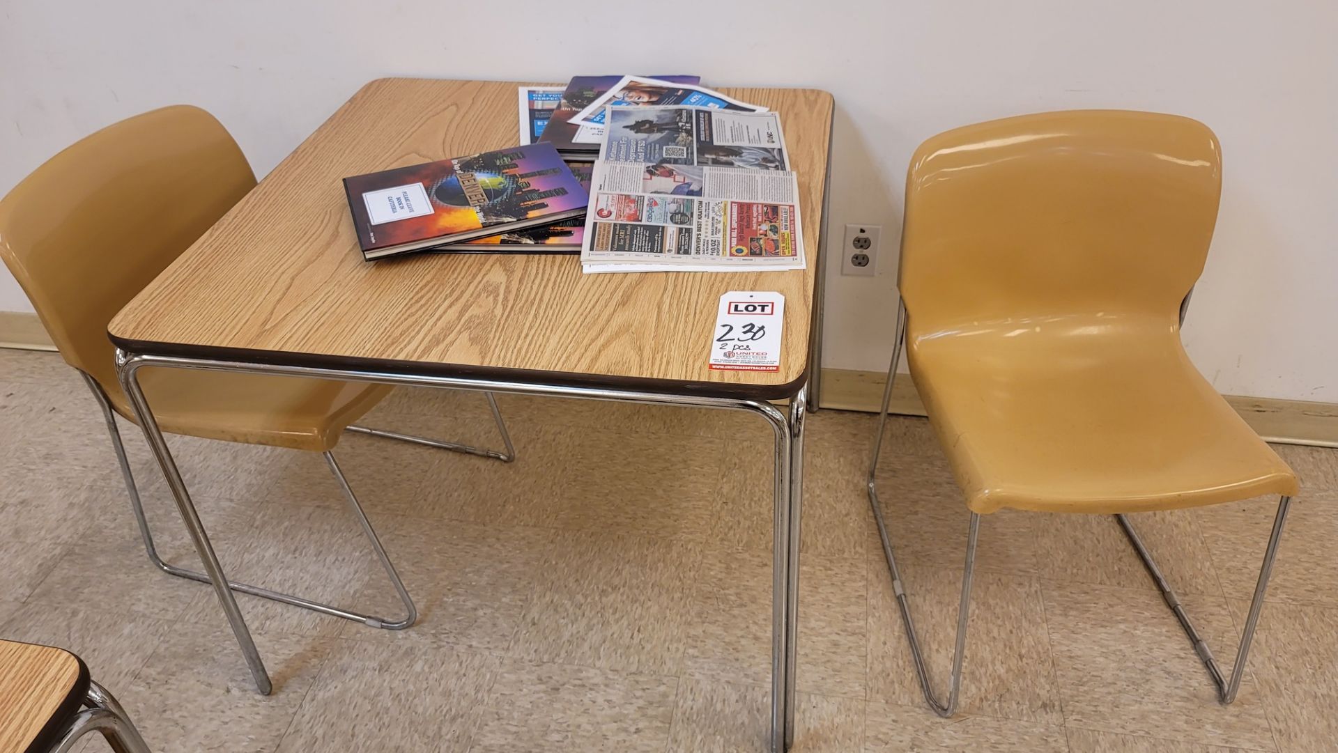 LOT - (2) TABLES, 3' X 3' X 3', W/ (4) CHAIRS