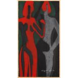 KIYOSHI, SAITÔQ 1907 - 1997 Woodblock print: Two figures. Japan. Shôwa period. 78.5x43.5cm. Sign.: