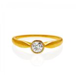 DIAMANT-RING. Deutschland. Um 1900. 585/- Gelbgold, Punze, Platin, Gesamtgewicht: ca. 3,5 g. EU-