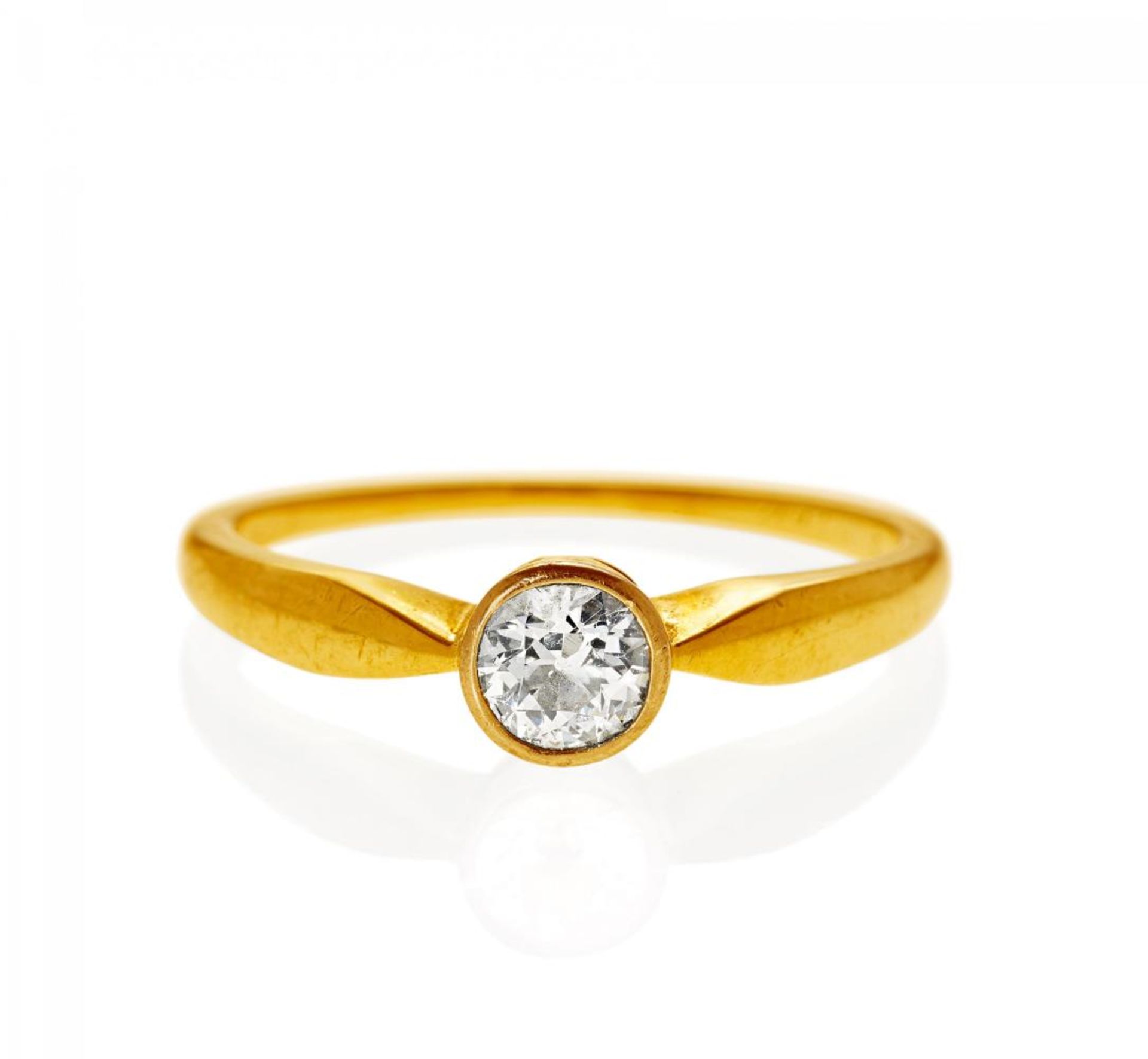 DIAMANT-RING. Deutschland. Um 1900. 585/- Gelbgold, Punze, Platin, Gesamtgewicht: ca. 3,5 g. EU-