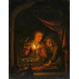 Dou, Gerrit. Leiden 1612 - 1675. Kopie nach. Die Mausefalle. Öl auf Holz. 26,5 x 20,5cm. Rahmen.