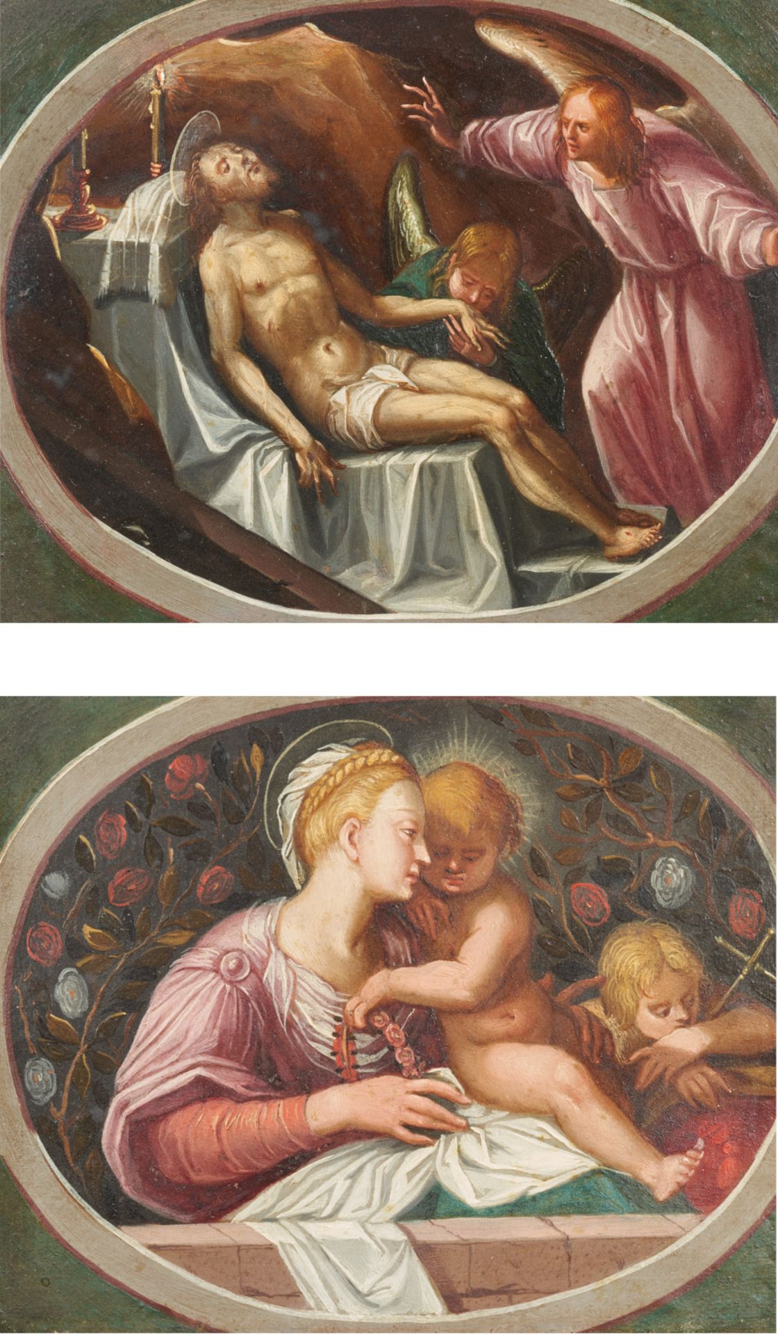 Italienischer Meister. 17. / 18. Jh. Zwei Gemälde: Madonna mit Kind und Johannesknaben. / - Image 2 of 7