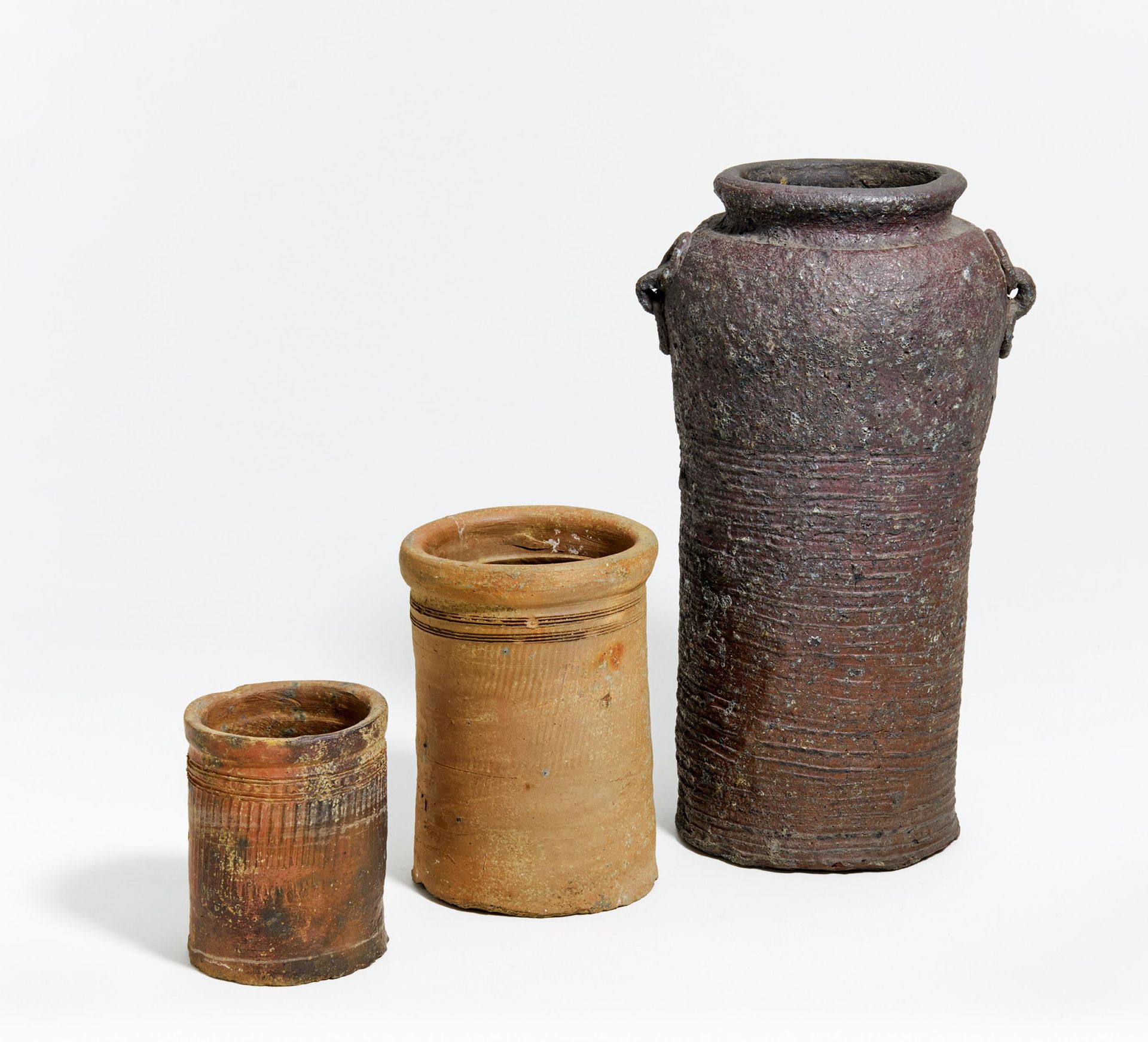 THREE RARE VASES FROM NAMBAN CERAMIC. Vietnam/Indonesia. Imported in the Momoyama period by the