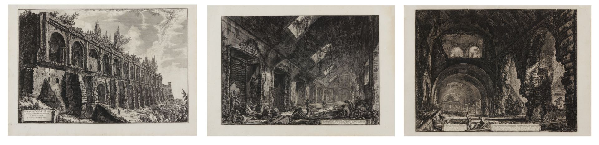 Piranesi, Giovanni-Battista. Rom 1720 - 1778 – nach. Drei Radierungen: a) Veduta di un Eliocamino.