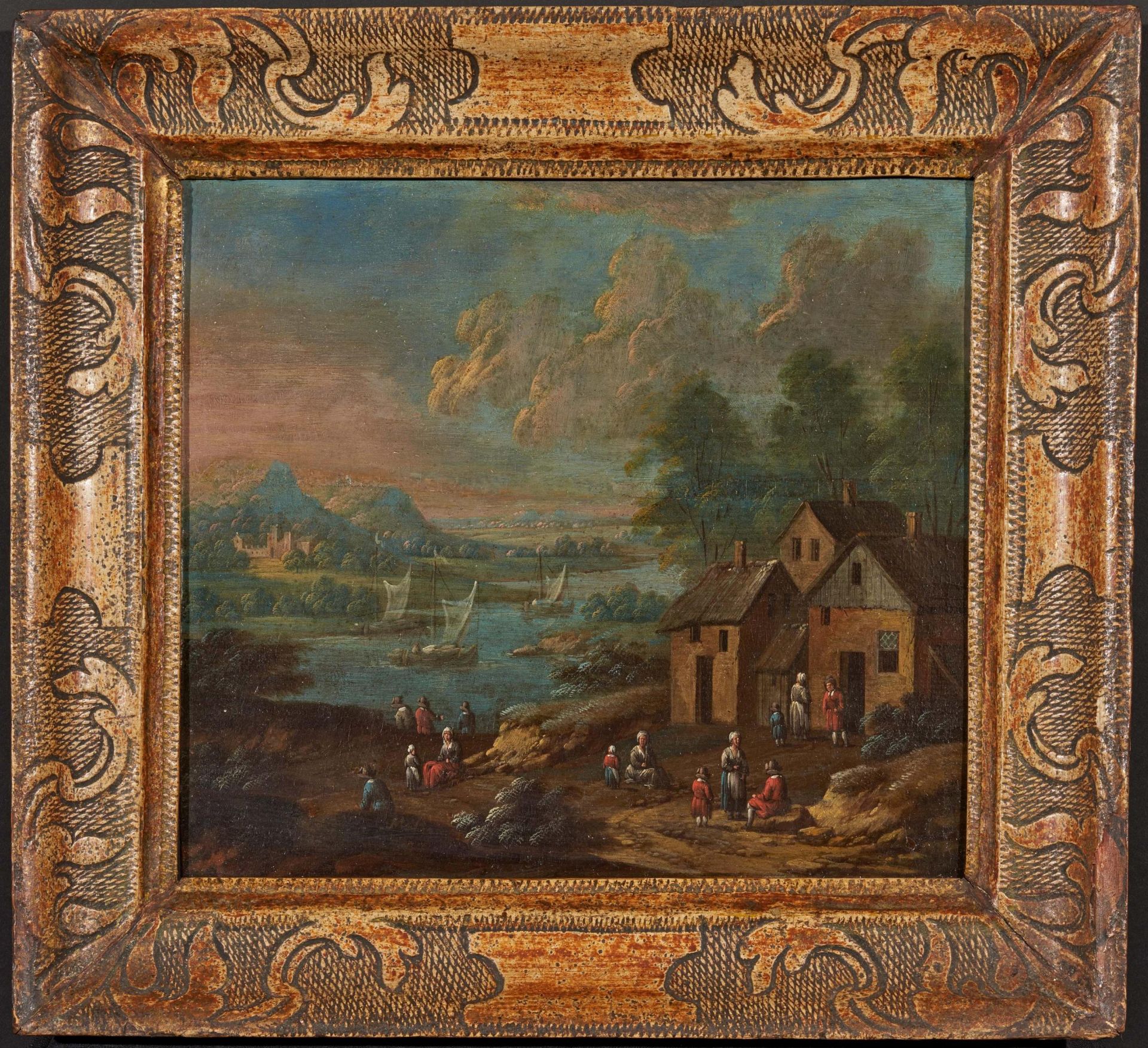 Balen, Matthys Dordrecht 1684 - 1766 – zugeschrieben. Ideale Flusslandschaft. Öl auf Holz. 21 x - Image 2 of 4