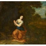Französischer Meister um 1700. Die büßende Magdalena. Öl auf Leinwand. Doubliert. 86 x 91cm. Rahmen.