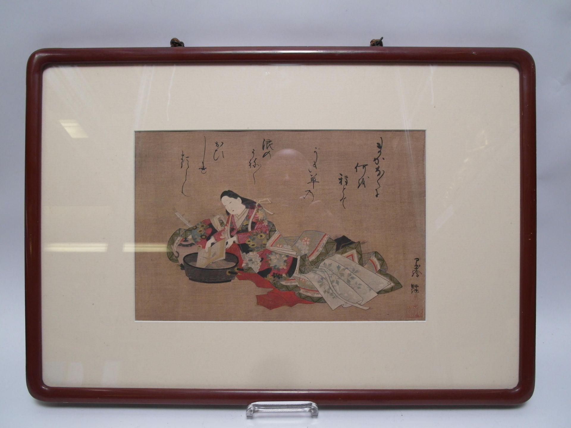 DANCER (GENROKU BIJIN). Japan. Edo period (1603-1868). Painting size 57 x 27cm. With frame 71.5 x - Bild 2 aus 2