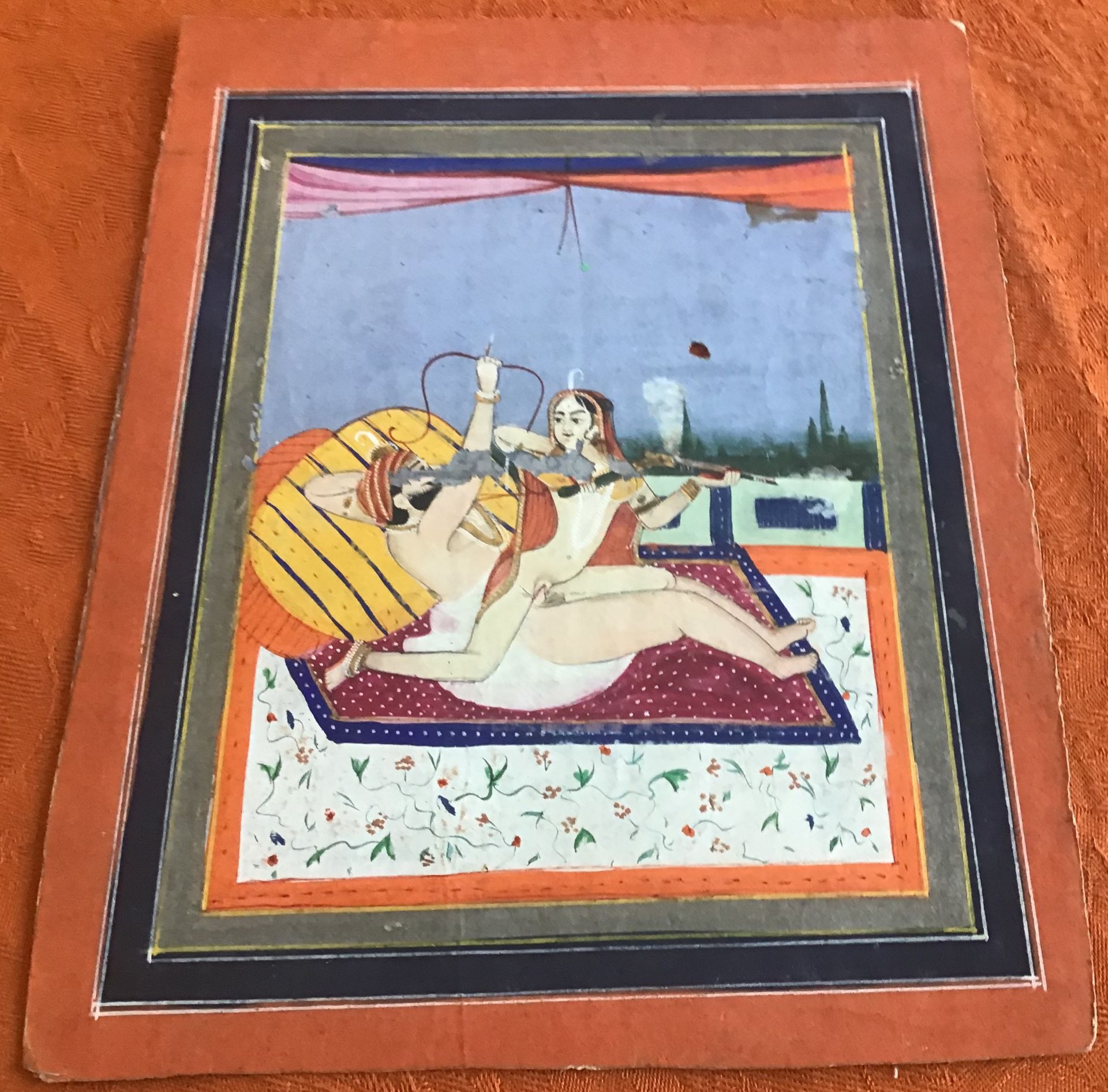 EIGHT EROTIC PAINTINGS. East India. Rajasthan, prob. Jaipur. Late 19th/beg. 20th c. Pigments and - Image 11 of 11