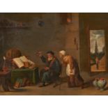 Niederländischer Meister. 17. / 18. Jh. Interieur mit Alchemisten. Öl auf Holz. Parkettiert. 48,5