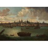 Flämischer Meister. 1. H. 18. Jh. Ansicht der Stadt Köln um 1740. Öl auf Leinwand. Doubliert. 80 x