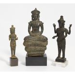 STANDING FOUR ARMED VISHNU AND BUDDHA ON SNAKE THRONE. Vishnu and Shiva probably 12th-13th c. or