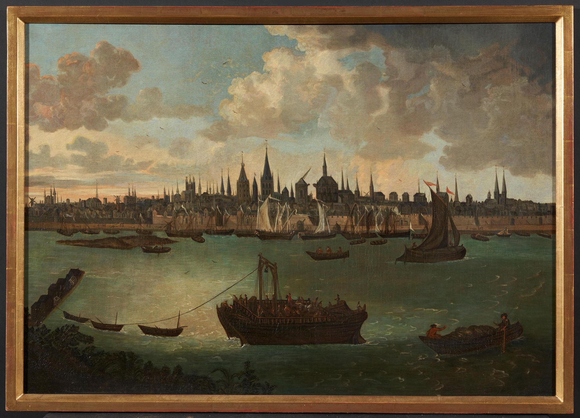 Flämischer Meister. 1. H. 18. Jh. Ansicht der Stadt Köln um 1740. Öl auf Leinwand. Doubliert. 80 x - Bild 2 aus 4