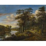 Niederländischer Meister - um 1700 Flusslandschaft mit Figurenstaffage. Öl auf Leinwand. 80 x 112,