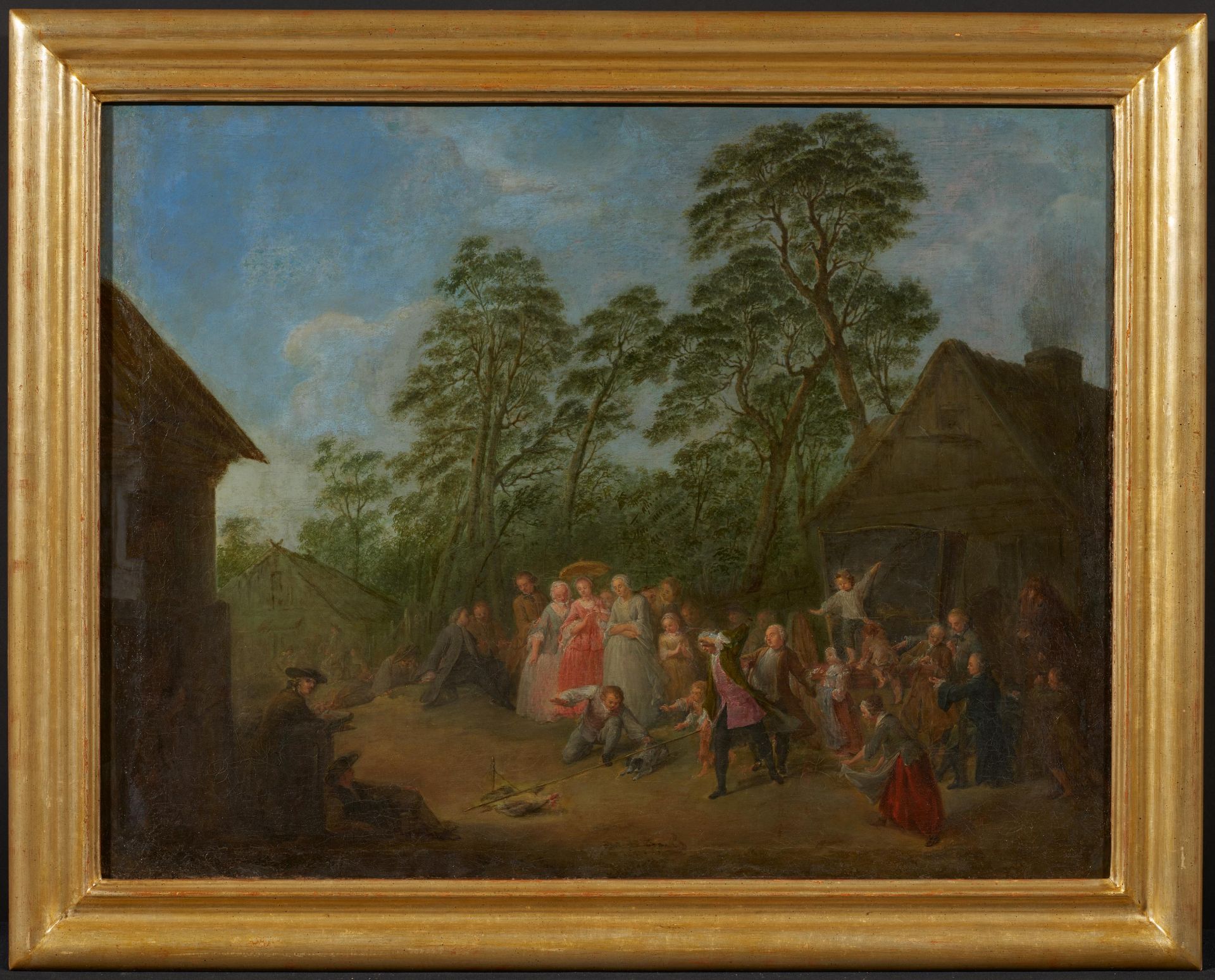 Rode, Bernhard. Berlin 1725 - 1797  – zugeschrieben. Hahnenschlagen. Öl auf Leinwand. Doubliert. - Bild 2 aus 4