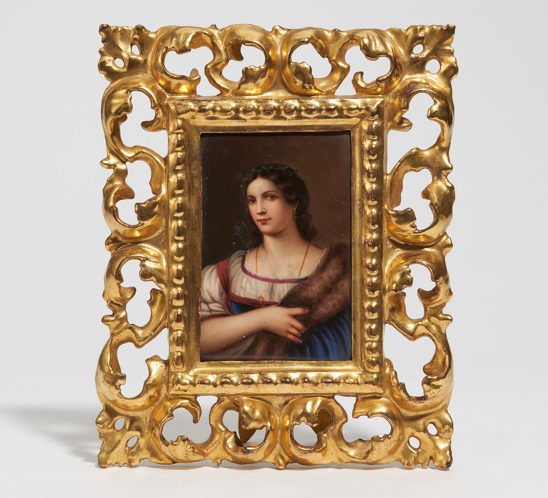 Italien. 19. Jh. Portrait einer Dame mit Pelzstola. Kopie nach dem Gemälde Sebastiano del Piombo von - Image 2 of 3