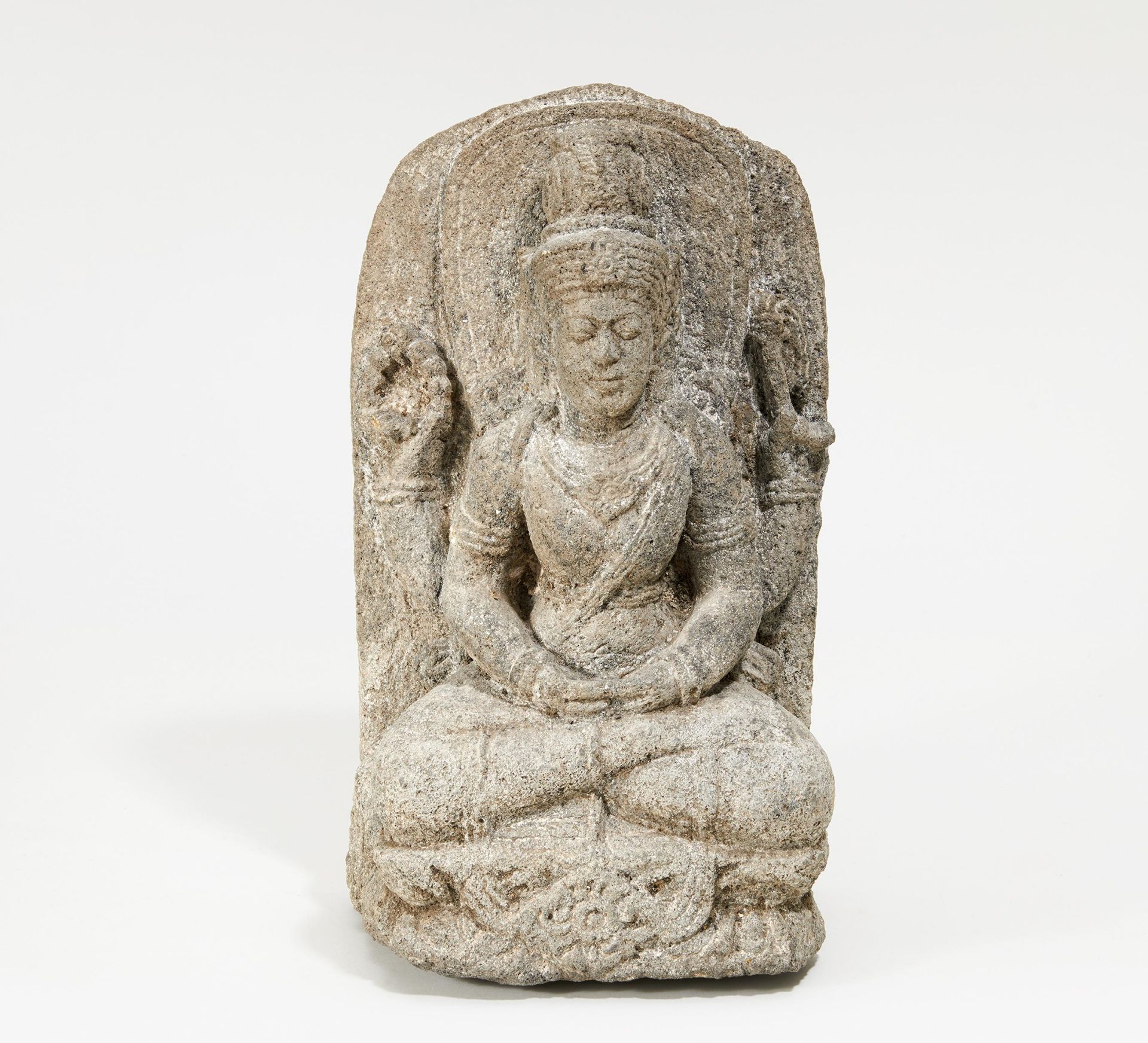 FOUR ARMED VISHNU. India. In the style of the Chola period, but prob. later. Granite. H.37cm.