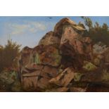 Kieldrup, Anton Edvard. 1826 Hadersleben - 1869 Kopenhagen. Felsen auf Bornholm. Öl auf Papier.