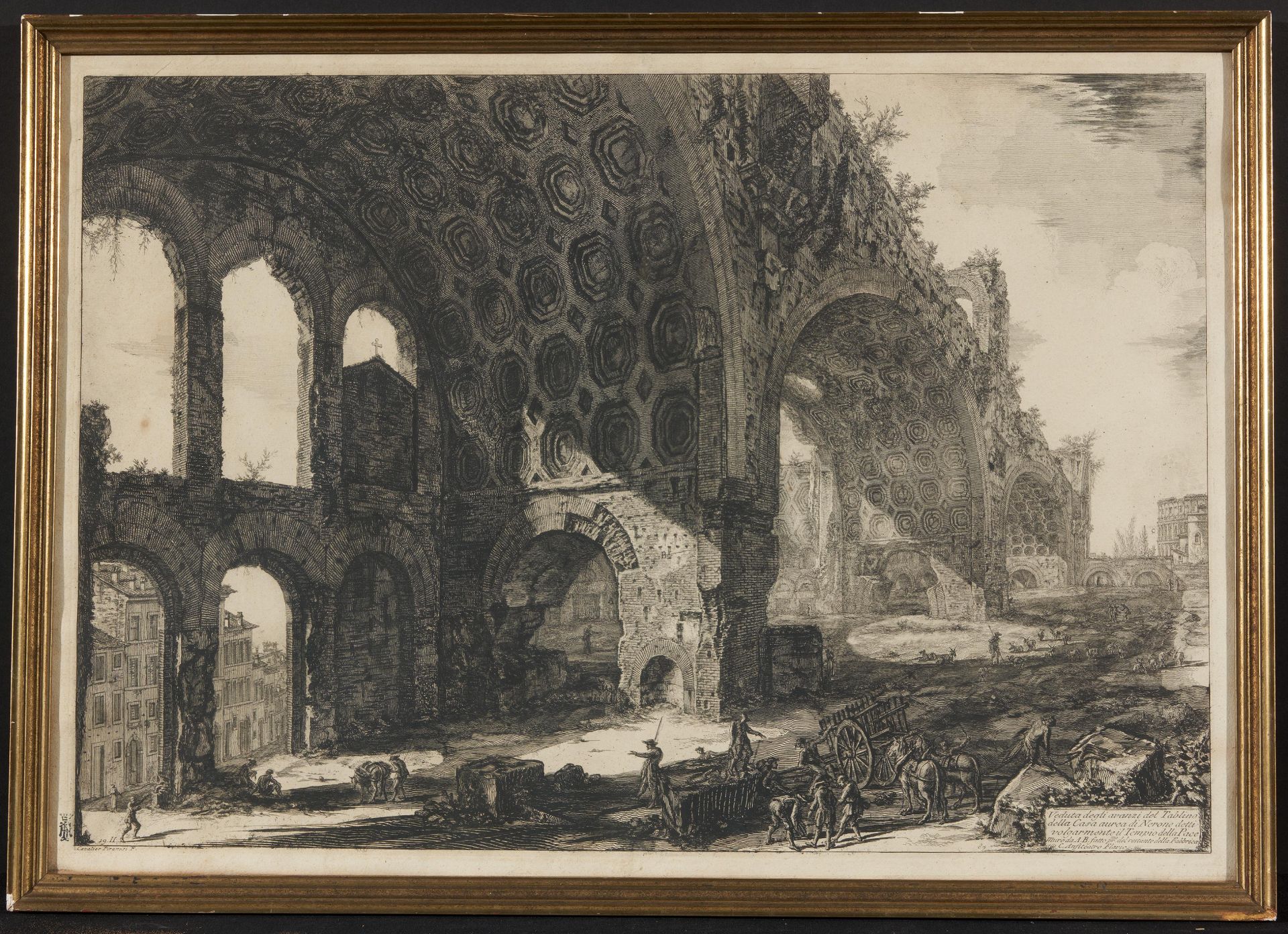 Piranesi, Giovanni-Battista. Rom 1720 - 1778 – nach. Zwei Rdierungen: a) Casa Aurea. 51,5 x 73,5cm. - Image 6 of 8