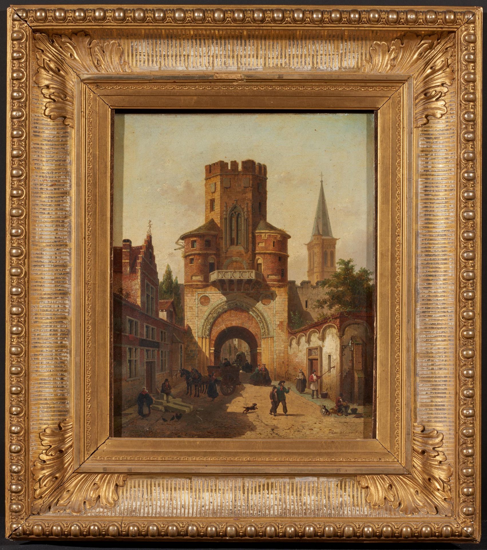 Cauwer, Emil Pierre Joseph de. 1827 Gent - 1873 Berlin. Das Severinstor in Köln. Öl auf Leinwand. 42 - Bild 2 aus 4