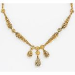 PEARL-NECKLACE. 585/- yellow gold, total weight: 41.5g. L.ca. 53.5cm cm. Numerous small natural