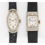 ROLEX. Konvolut: Zwei Cocktailuhren. Schweiz. Um 1920. Handaufzug. Platin, Punze, Lünette