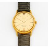 Flagship. MEN'S WATCH. Automatic. 750/- yellow gold, leather strap, thorn clasp, dial printed,