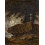 Libert, Georg Emil. Kopenhagen 1820 - 1908. Vom Vollmond beschienenes Hünengrab an der Küste.