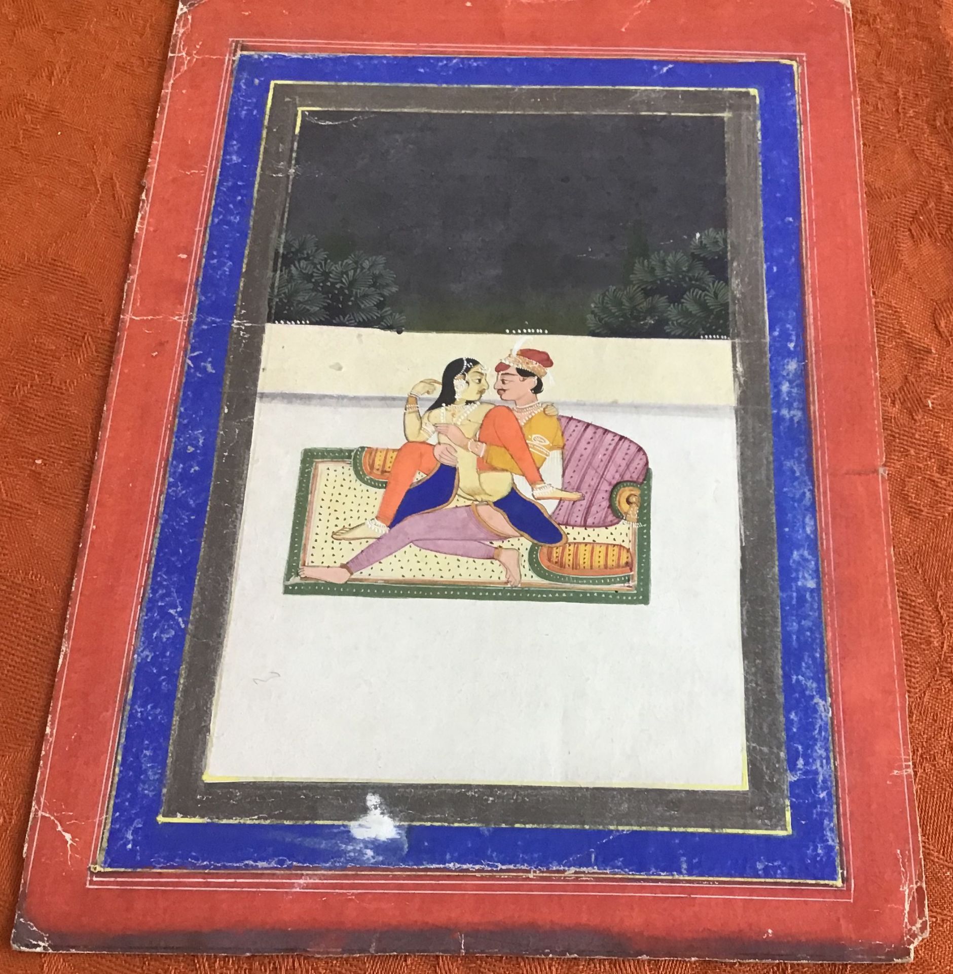 EIGHT EROTIC PAINTINGS. East India. Rajasthan, prob. Jaipur. Late 19th/beg. 20th c. Pigments and - Image 9 of 11