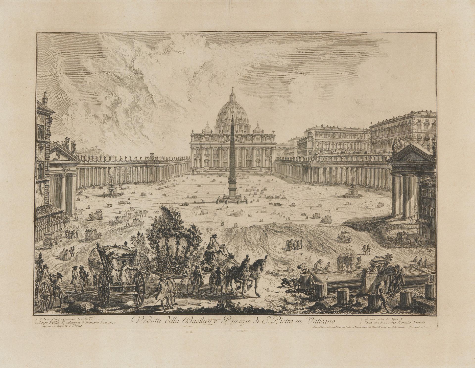Piranesi, Giovanni-Battista. Rom 1720 - 1778 – nach. Zwei Rdierungen: a) Casa Aurea. 51,5 x 73,5cm. - Image 2 of 8