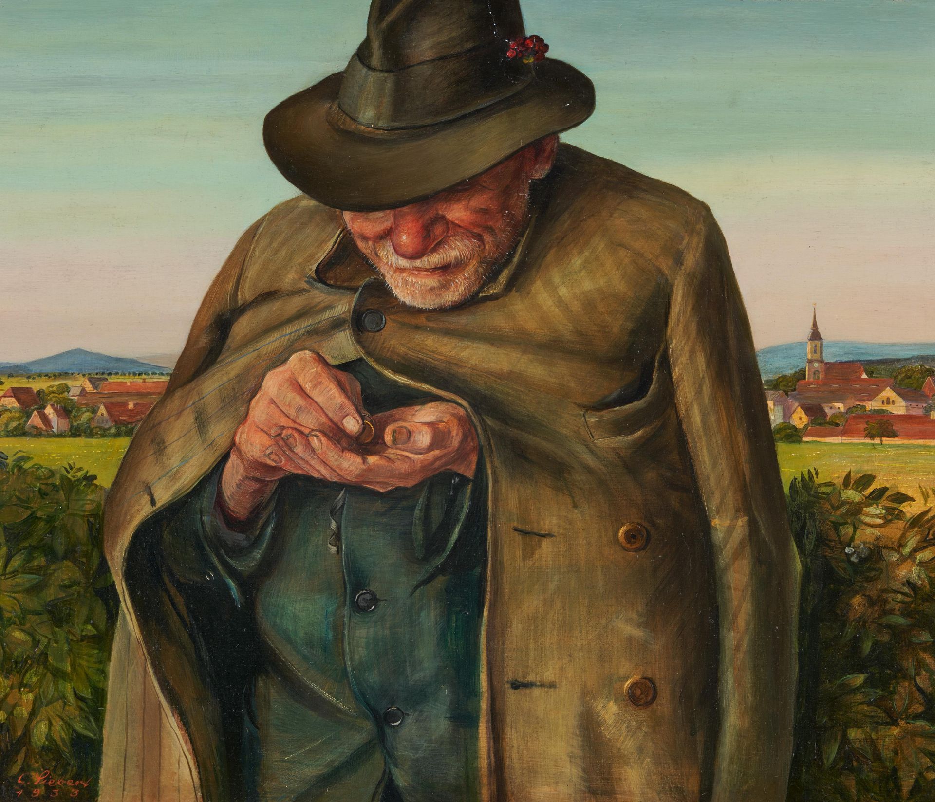 Siebert, Georg. 1896 Dresden - 1984 Köln. "Am Abend". Öl auf Karton. 46 x 55cm. Signiert und datiert