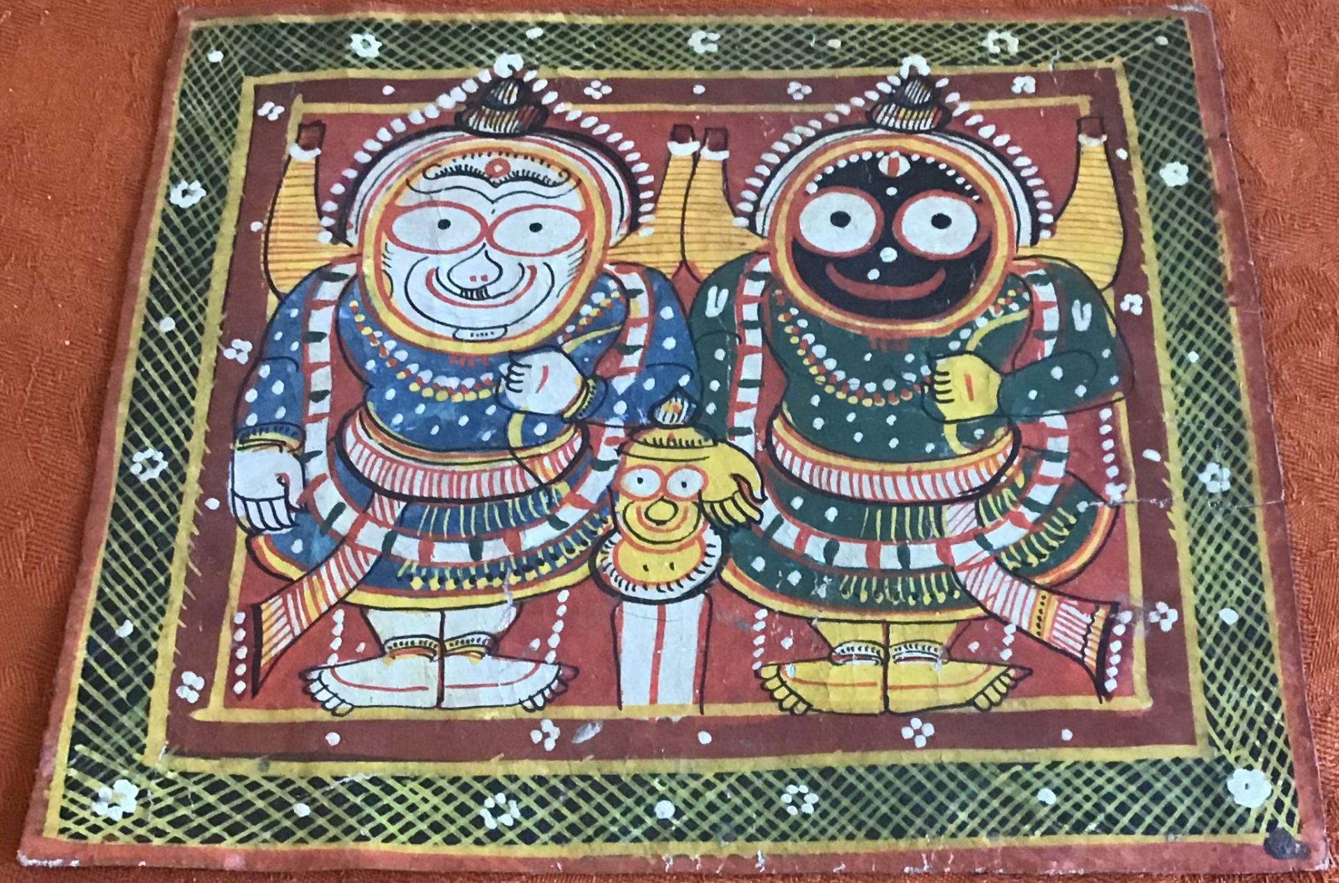 FOUR PAINTING OF THE JAGANNATHA TRINITY. India. Orissa. Puri. Late 19th/beg. 20th c. Pigments on - Bild 3 aus 5