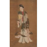 LARGE HANGING SCROLL WITH THE IMMORTAL MAIDEN CHANG'E AND THE JAR OF THE ELIXIER OF IMMORTALITY.