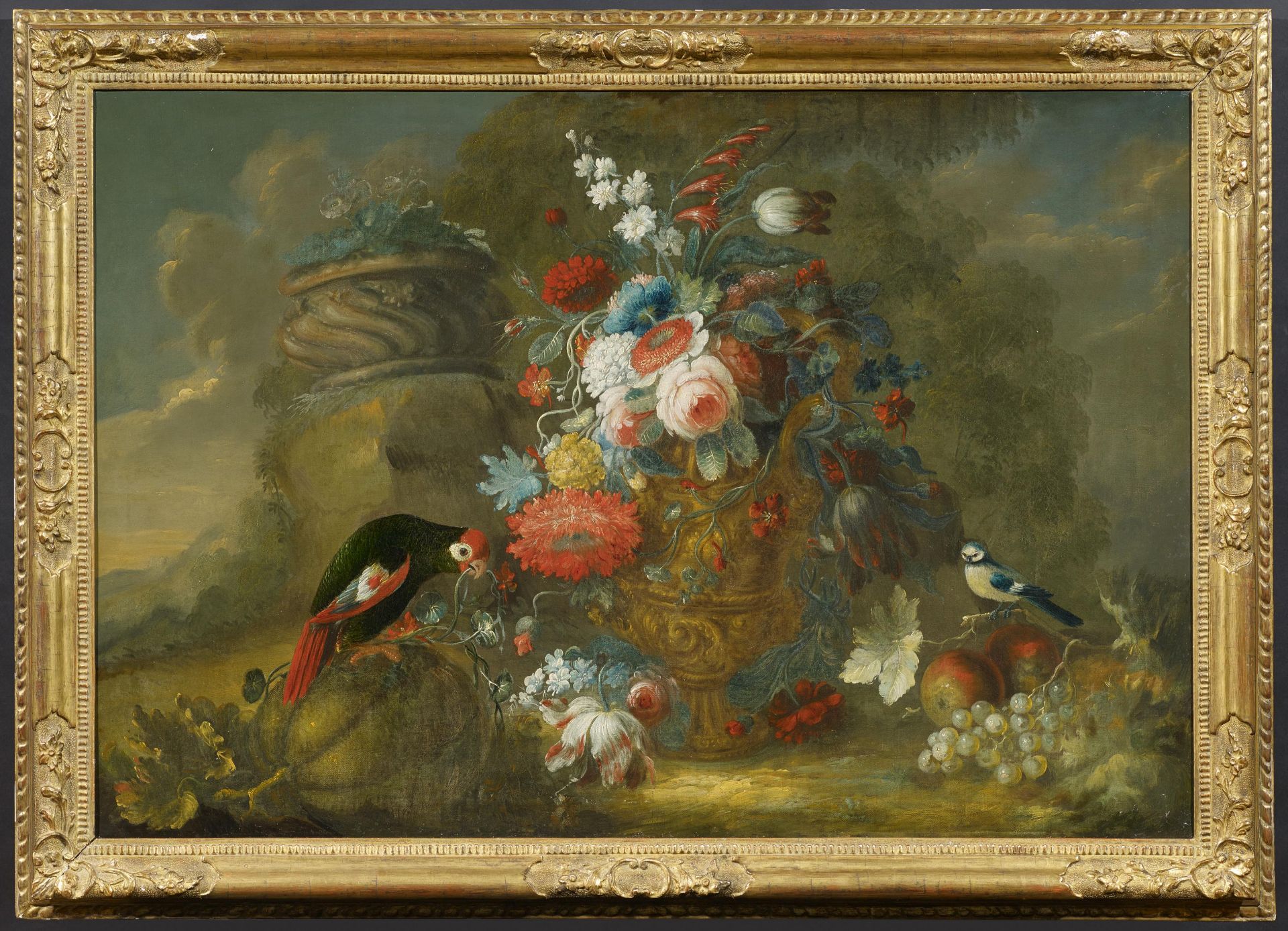 Belvedere, Andrea Neapel um 1652 - 1732. Umkreis. Großes Blumenstillleben mit einem Papagei. Öl - Image 2 of 4
