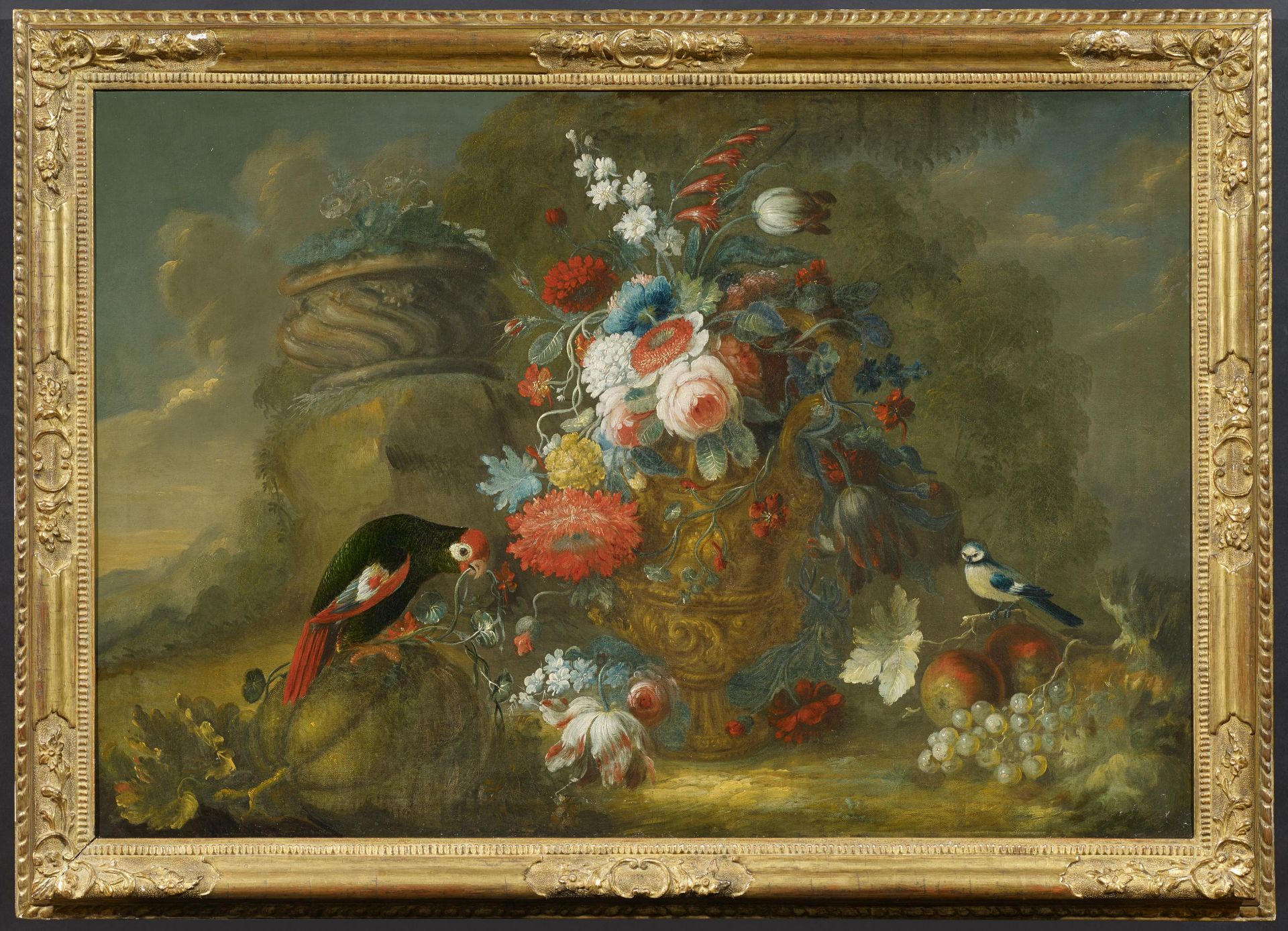 Belvedere, Andrea Neapel um 1652 - 1732. Umkreis. Großes Blumenstillleben mit einem Papagei. Öl - Bild 2 aus 4