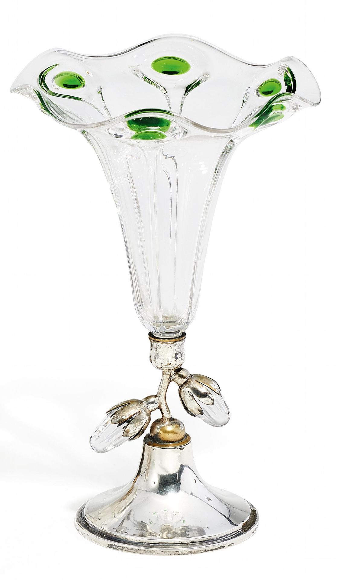 JUGENDSTIL GLASS VASE WITH BLOSSOM BUDS. Brussels. Ca. 1920s. Wolfers Frères. Special Conditions Art