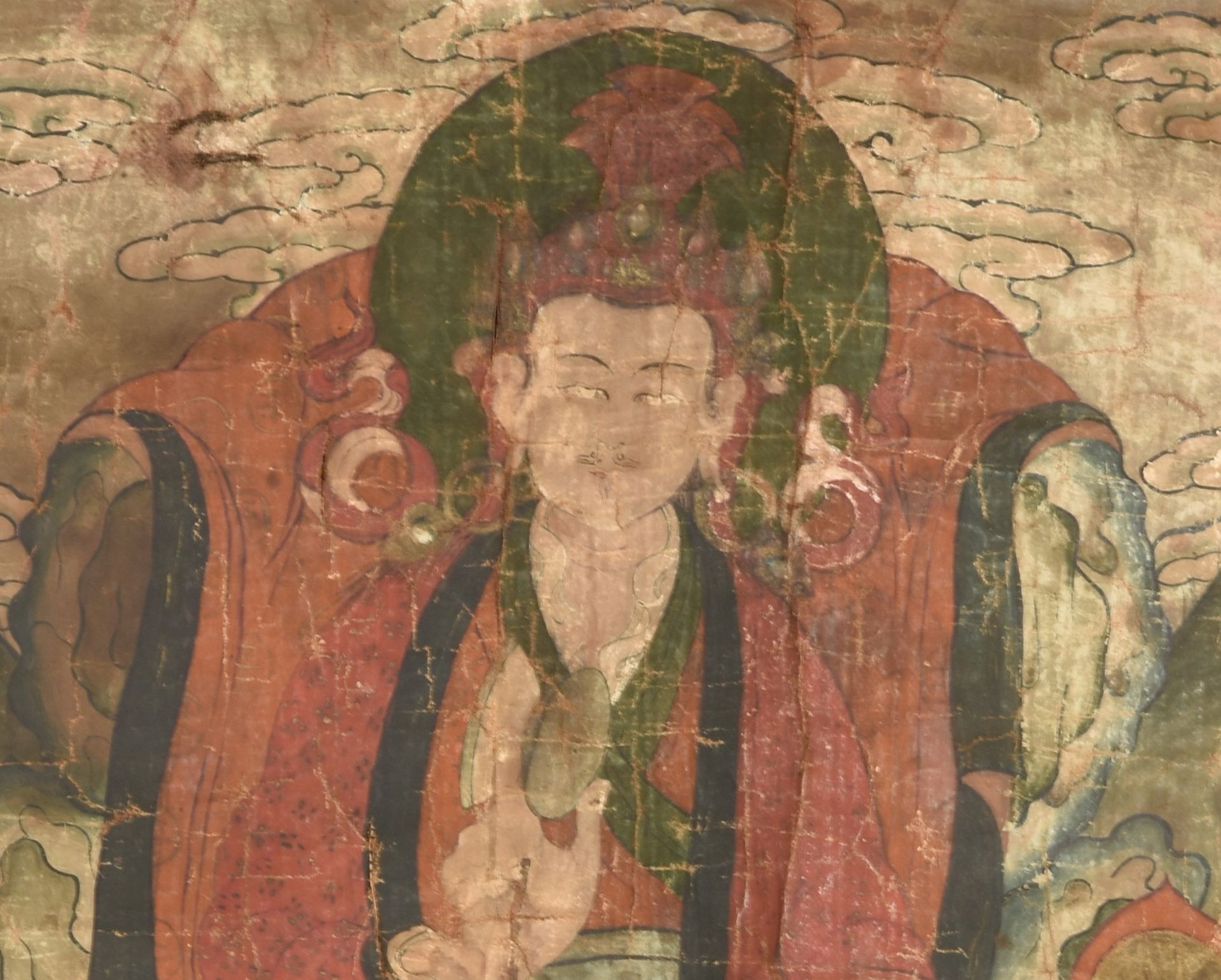 RARE SET OF FOUR THANGKA WITH EMANATIONS OF PADMASAMBHAVA (GURU RINPOCHE). Tibet. 18th c. Pigments - Image 11 of 26