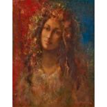 Cambier, Guy. 1923 Uccle. Junge Frau mit Blumen im Haar. Öl auf Leinwand. 65 x 50cm. Signiert