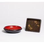 SMALL INSERT TRAY (BON) AND FLAT BOWL FOR SWEETS. Japan. Edo period (1603-1868) and later. a)