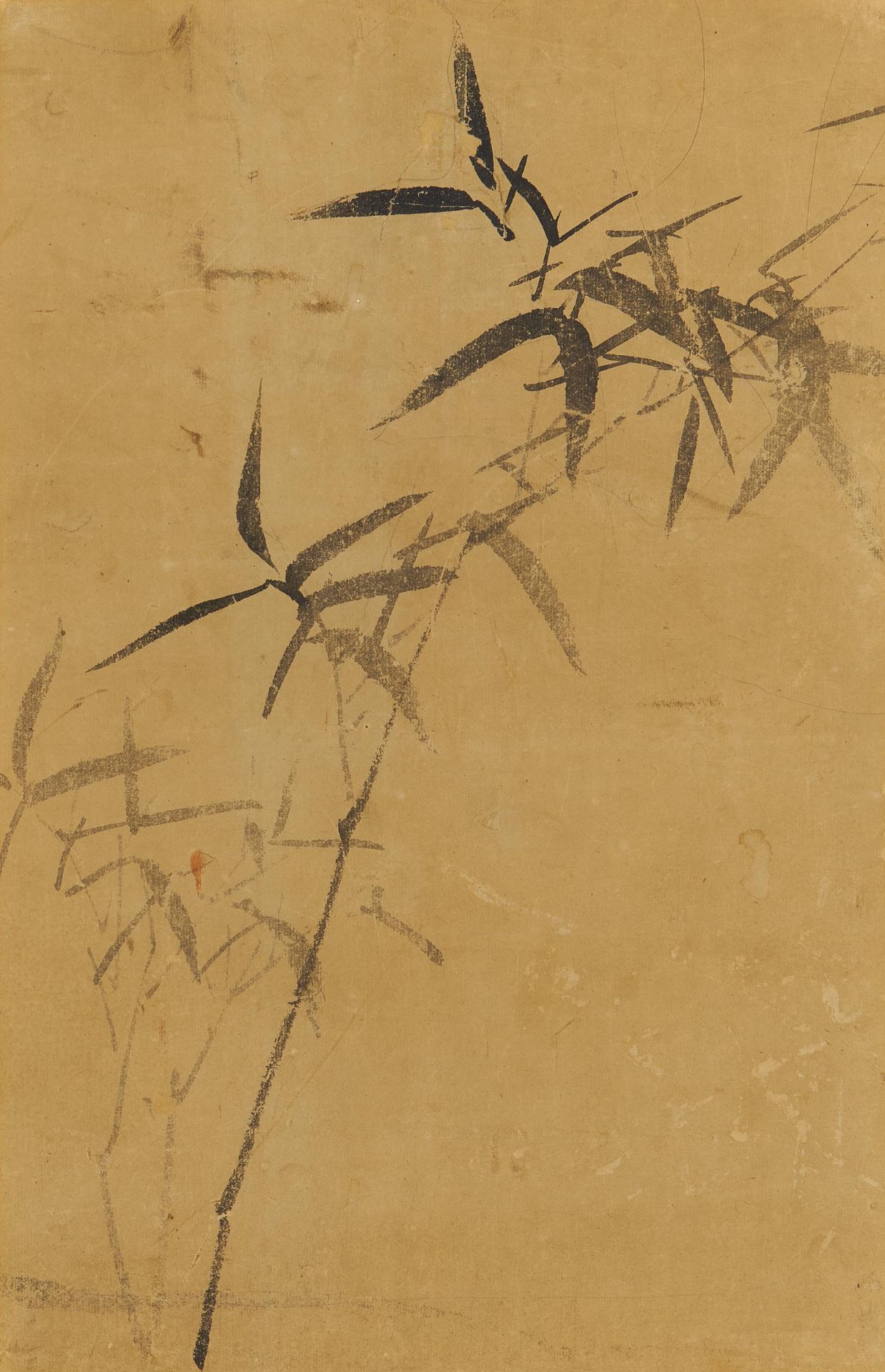 TWO INK PAINTINGS WITH BAMBOO AND POMEGRANATE. Japan. Edo/Meiji period. Ink on paper. 43.5x28cm, - Bild 3 aus 3