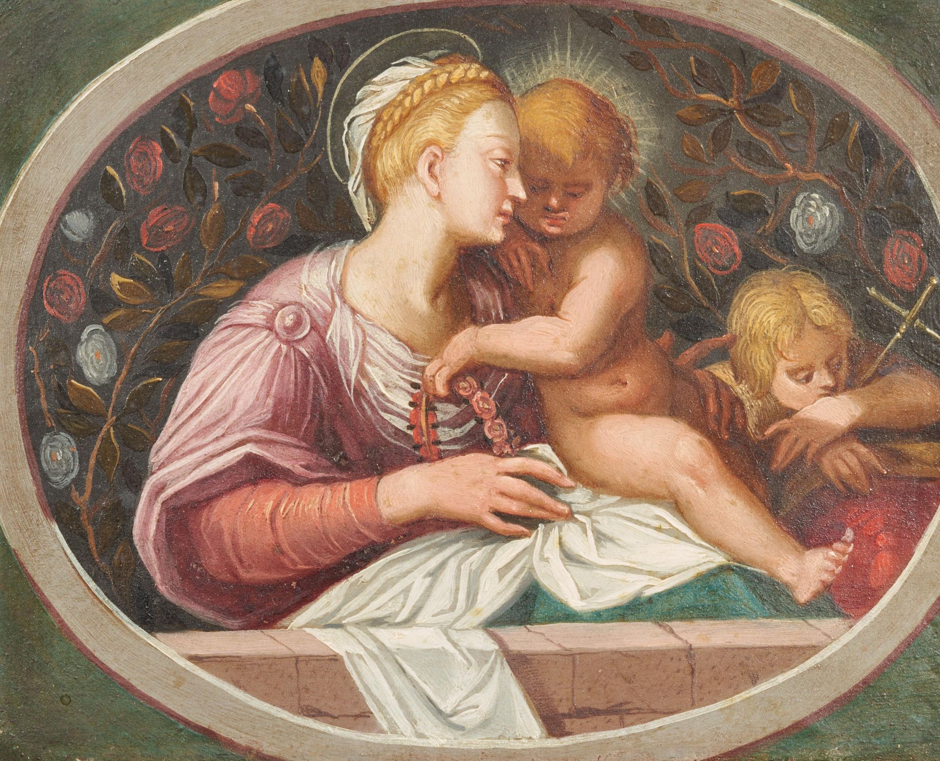Italienischer Meister. 17. / 18. Jh. Zwei Gemälde: Madonna mit Kind und Johannesknaben. / - Image 5 of 7