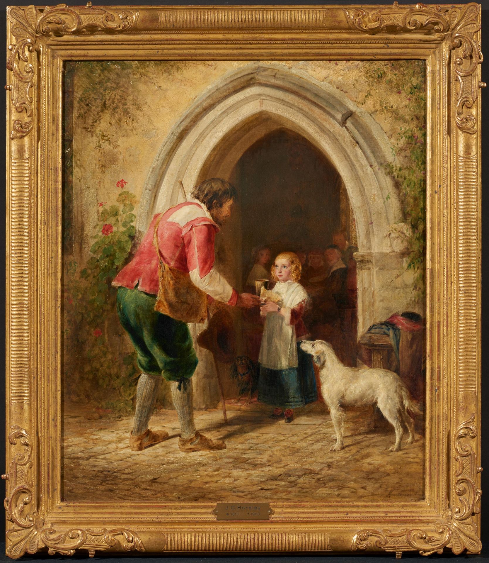 Horsley, John Calcott. 1817 Brompton - 1903 London. Armenspeisung an der Kirchenpforte. Öl auf - Bild 2 aus 4