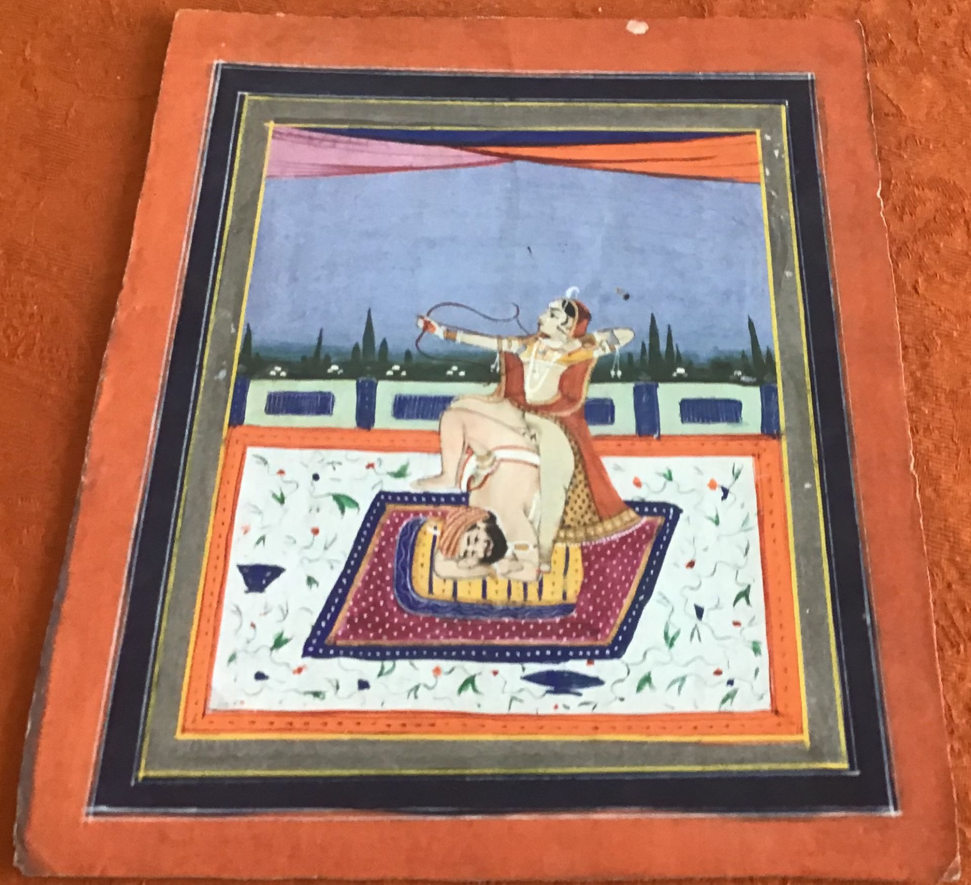 EIGHT EROTIC PAINTINGS. East India. Rajasthan, prob. Jaipur. Late 19th/beg. 20th c. Pigments and - Image 8 of 11